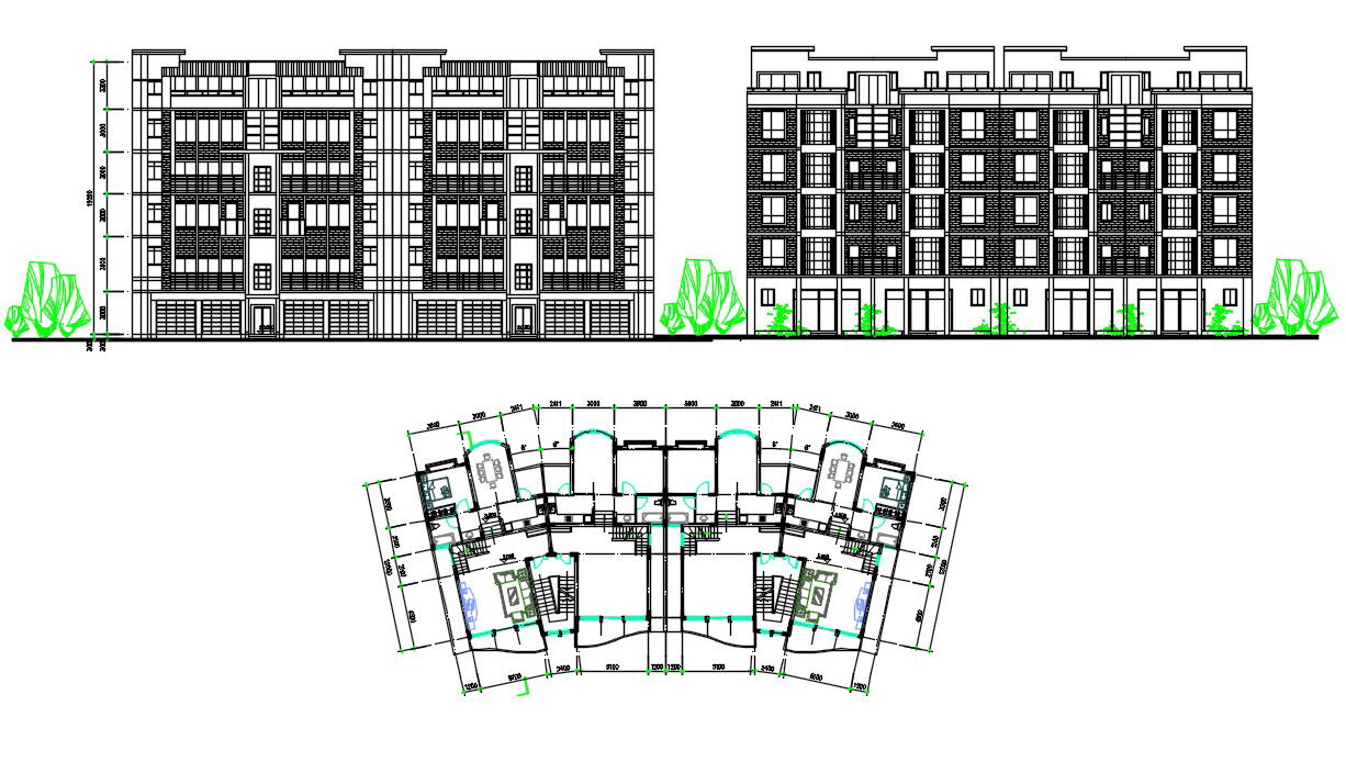 Apartment House Plan And Elevation Design DWG File