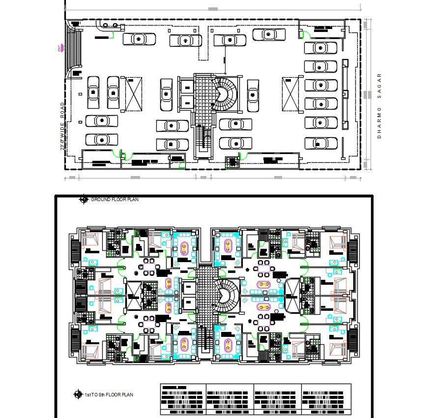 Apartment House Plan With Parking DWG File