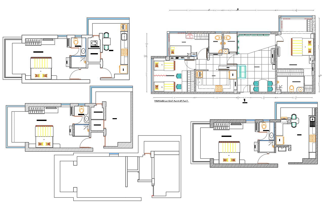 Apartment House unit Furniture Layout plan CAD drawing