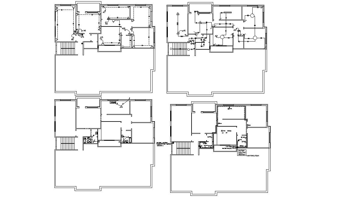 Apartment Plan With Plumbing And Electrical Layout Plan