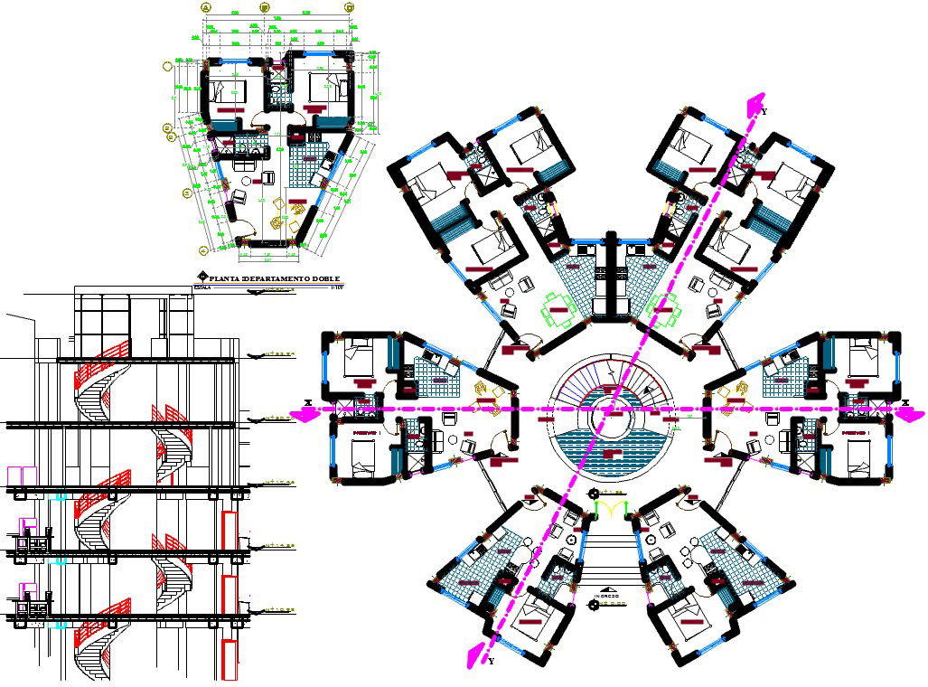 Apartment Project detail view dwg file