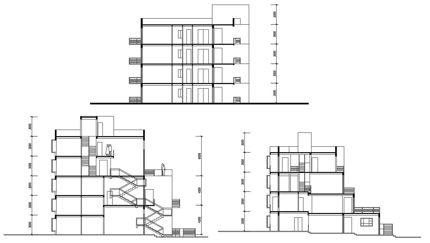 Apartment Section And Elevation CAD Drawing