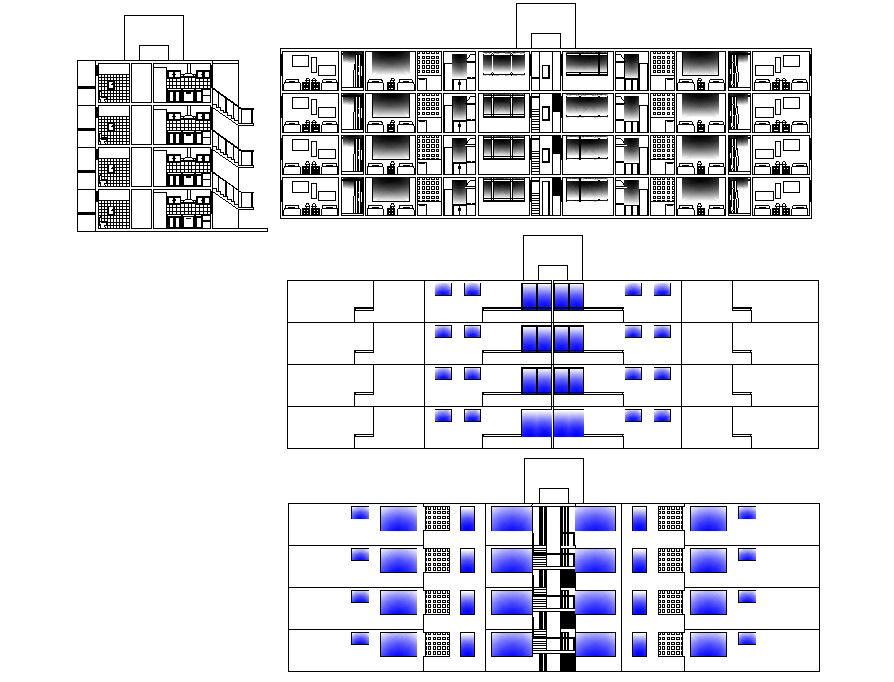 Apartment Section And Elevation Plan