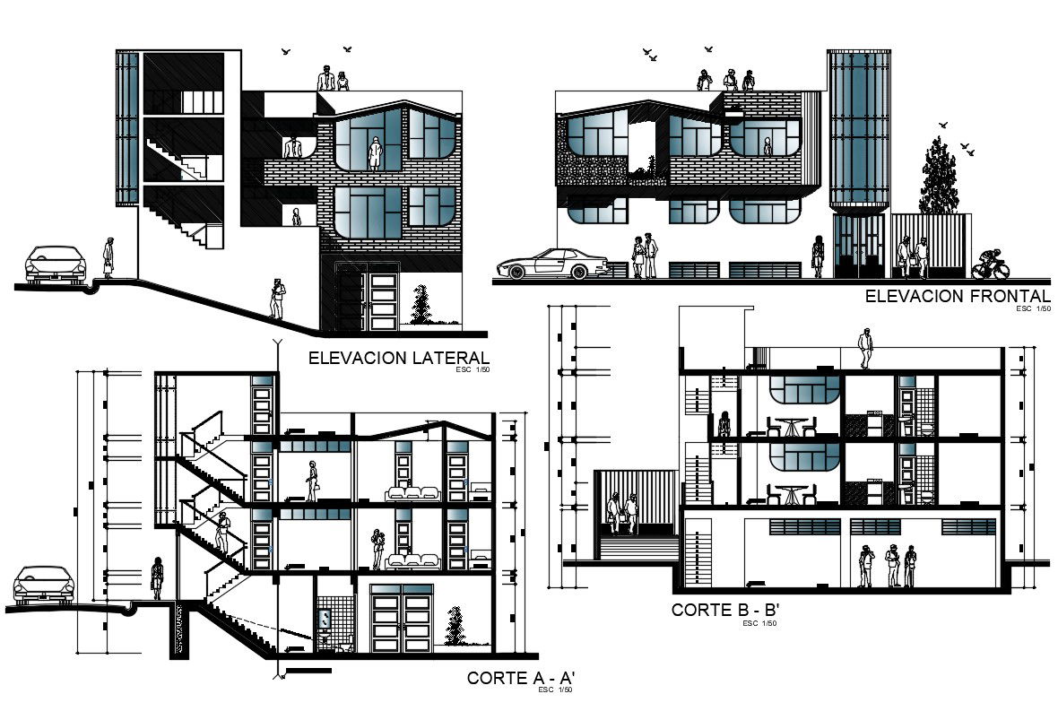 Apartment Section Plan And Elevation Design