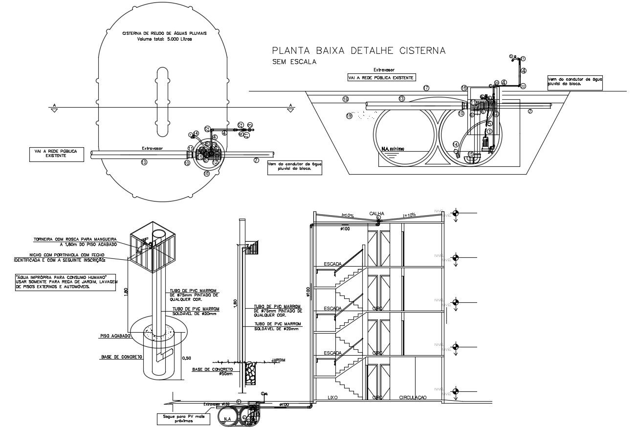 Apartment Section and Drainage Design 2d AutoCAD Drawing Free Download