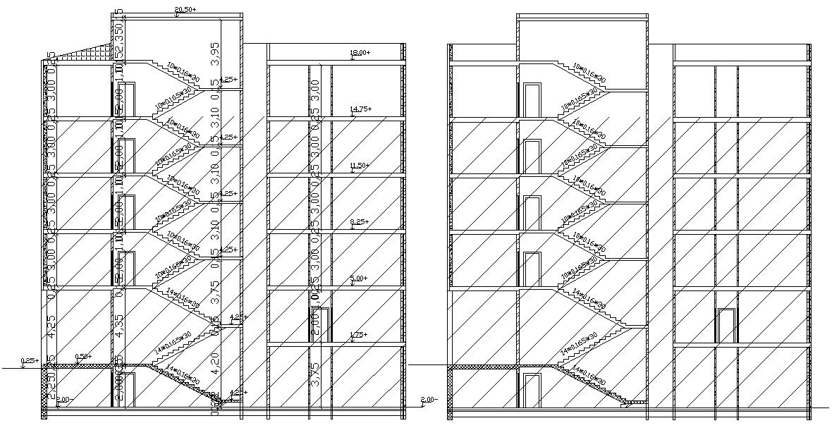 Apartment Sectional Design 2d Architecture CAD Drawing