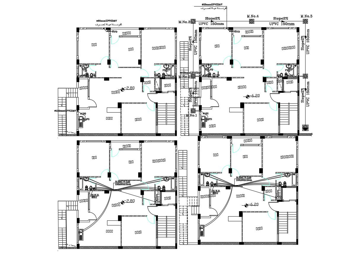 Apartment Typical Floor Layout Plan Drawing DWG File