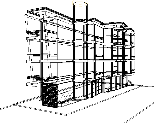 Apartment building 3 D plan detail dwg file