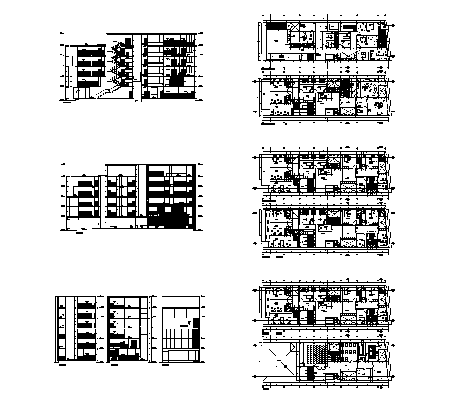 Apartment building detail CAD structure layout file