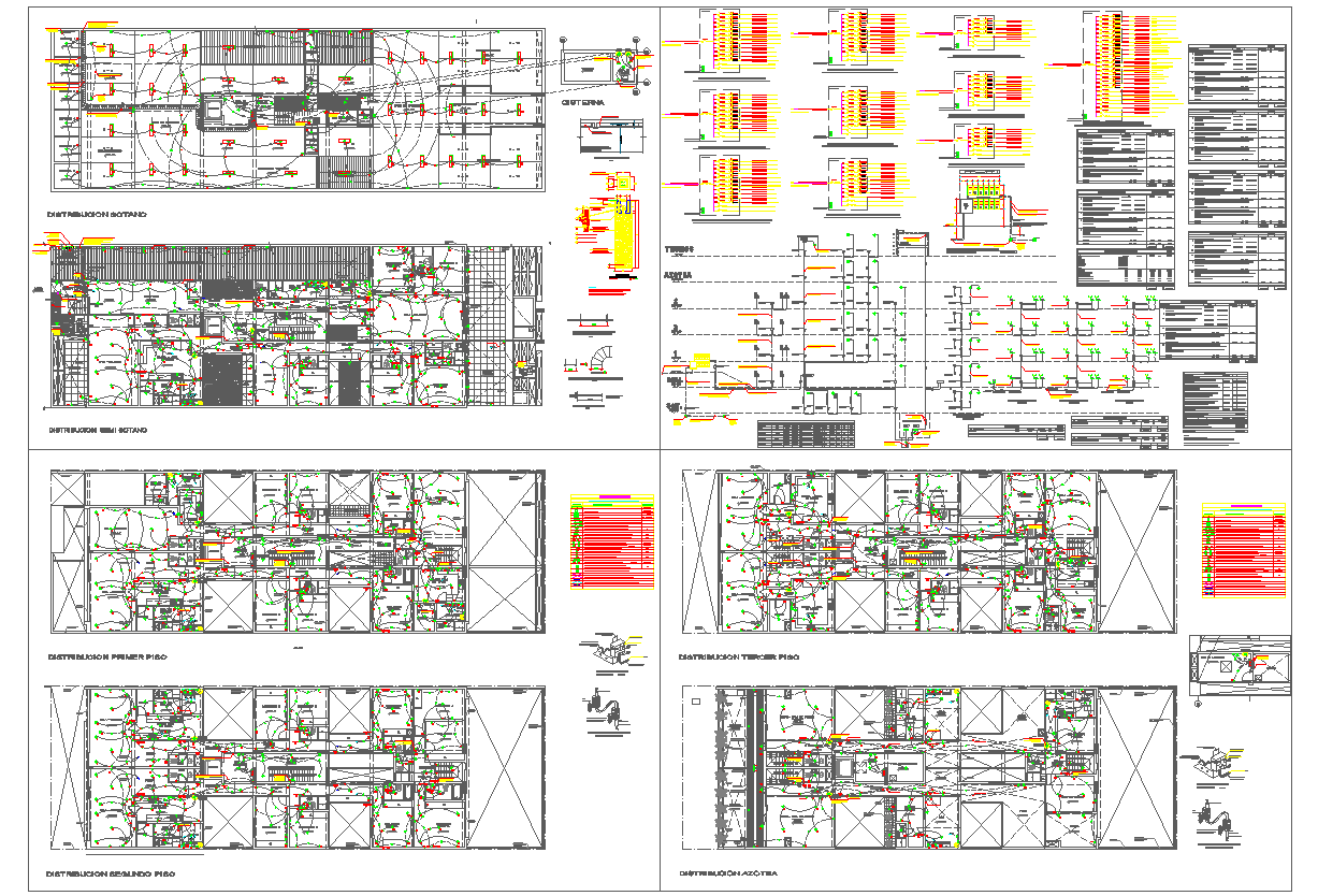Apartment building electrical and installation detail drawing