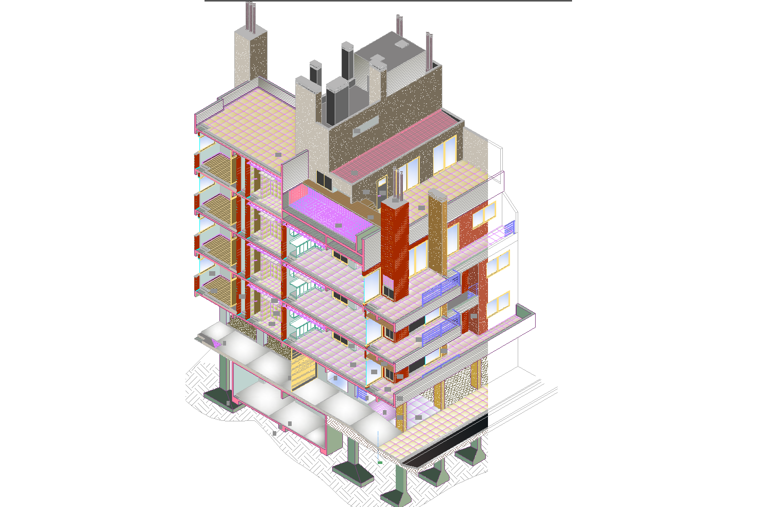 Apartment building plan plan detail dwg file.