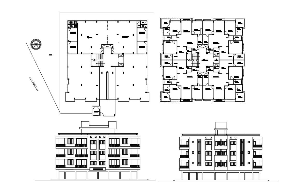 Apartment design Plan and elevation AutoCAD File Download
