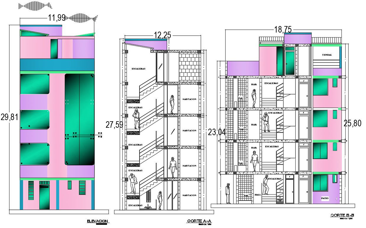 Apartment elevation and section details