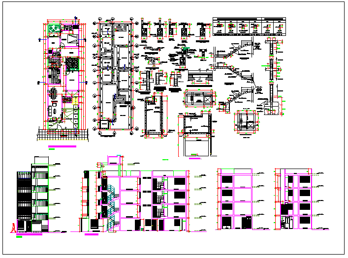 Apartment flat building plan detail view information dwg file