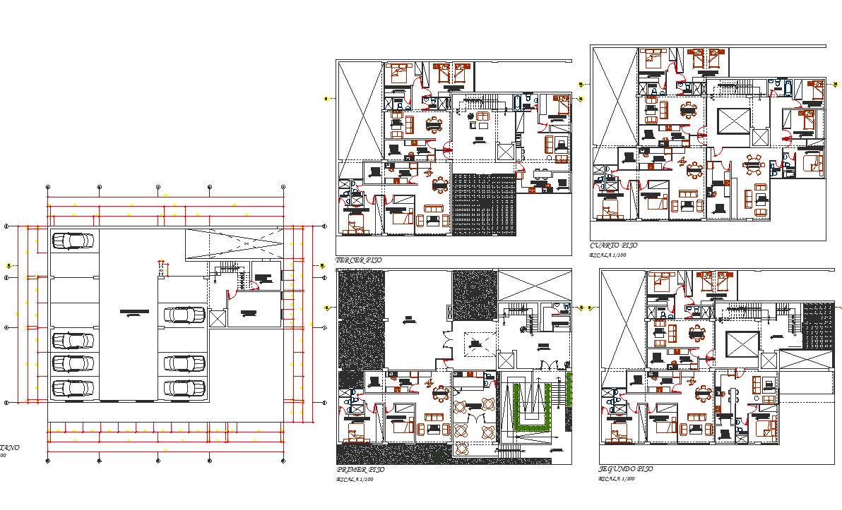 Apartment flat planning detail dwg file