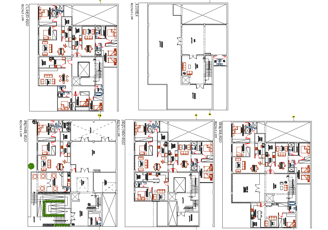 Apartment flat planning detail dwg file