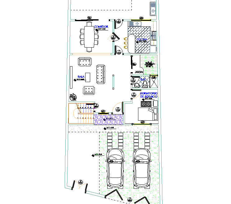 Apartment floor plan with parking area detail