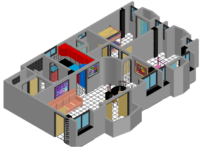 Apartment interior design plan detail dwg file