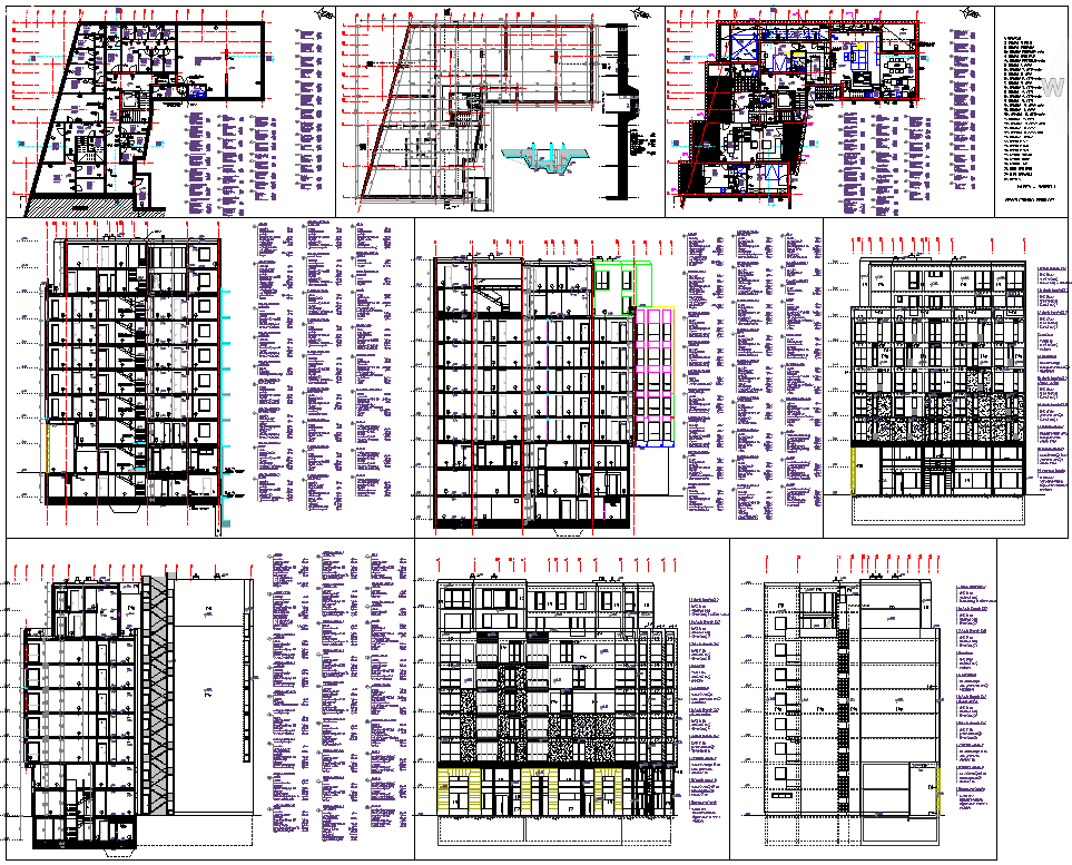 Apartment multistory building architecture drawing and detail