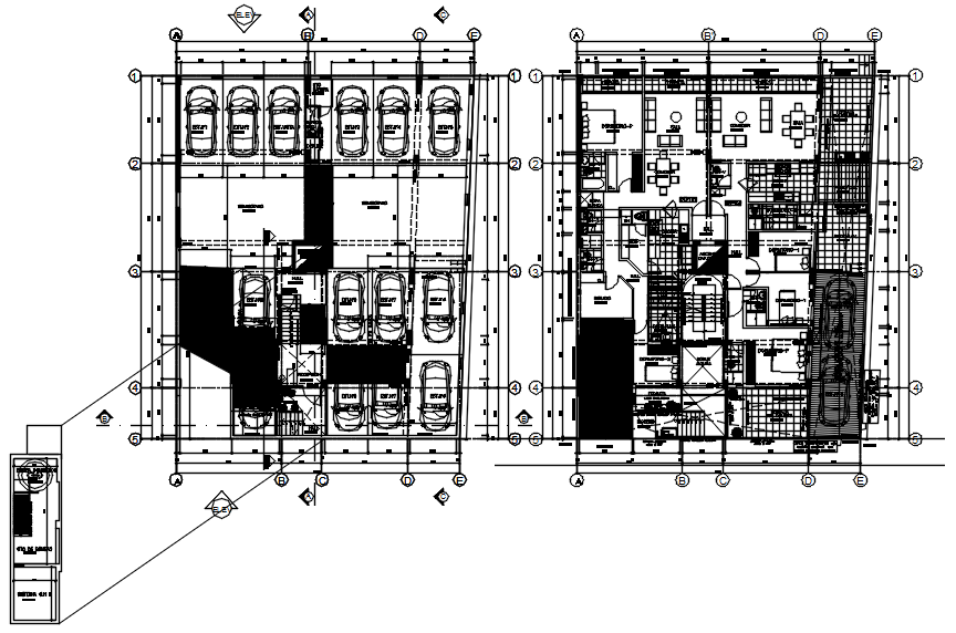 Apartment plan 17.30mtr x 21.10mtr with detail dimension in autocad