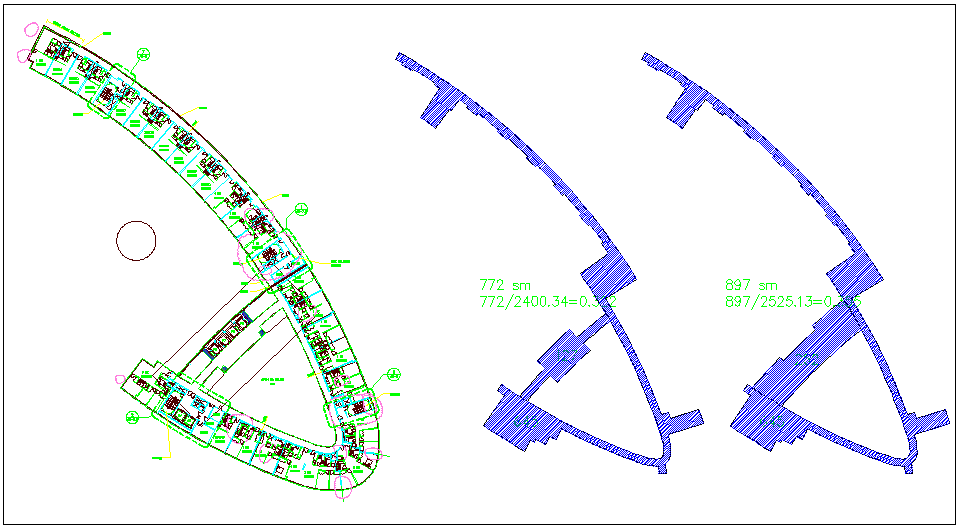 Apartment plan with block view dwg file