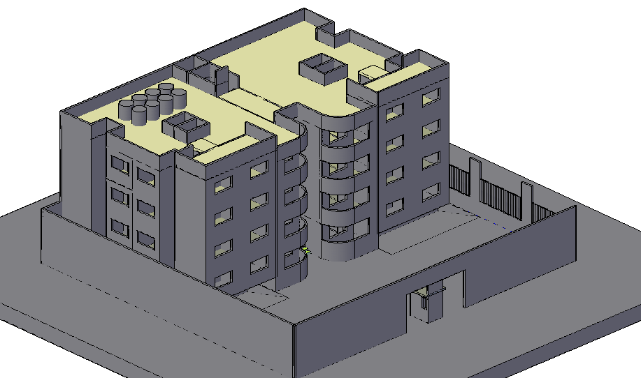 Apartment view in 3d with architectural view dwg file