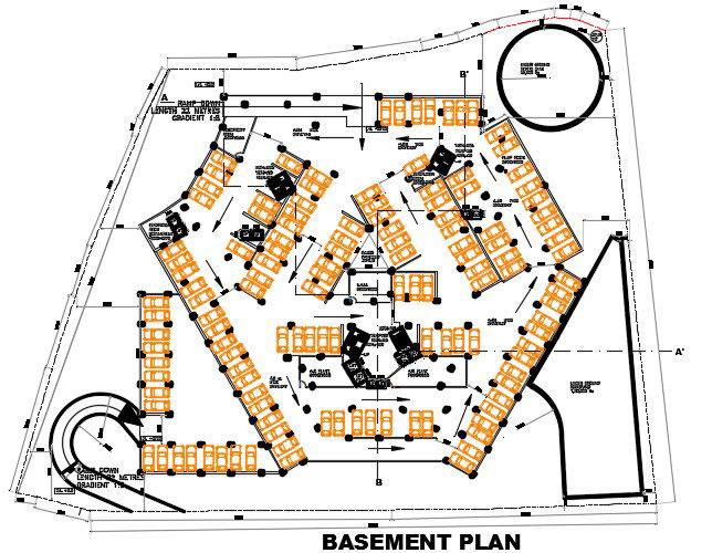 Apartment Basement Plan For Parking AutoCAD File