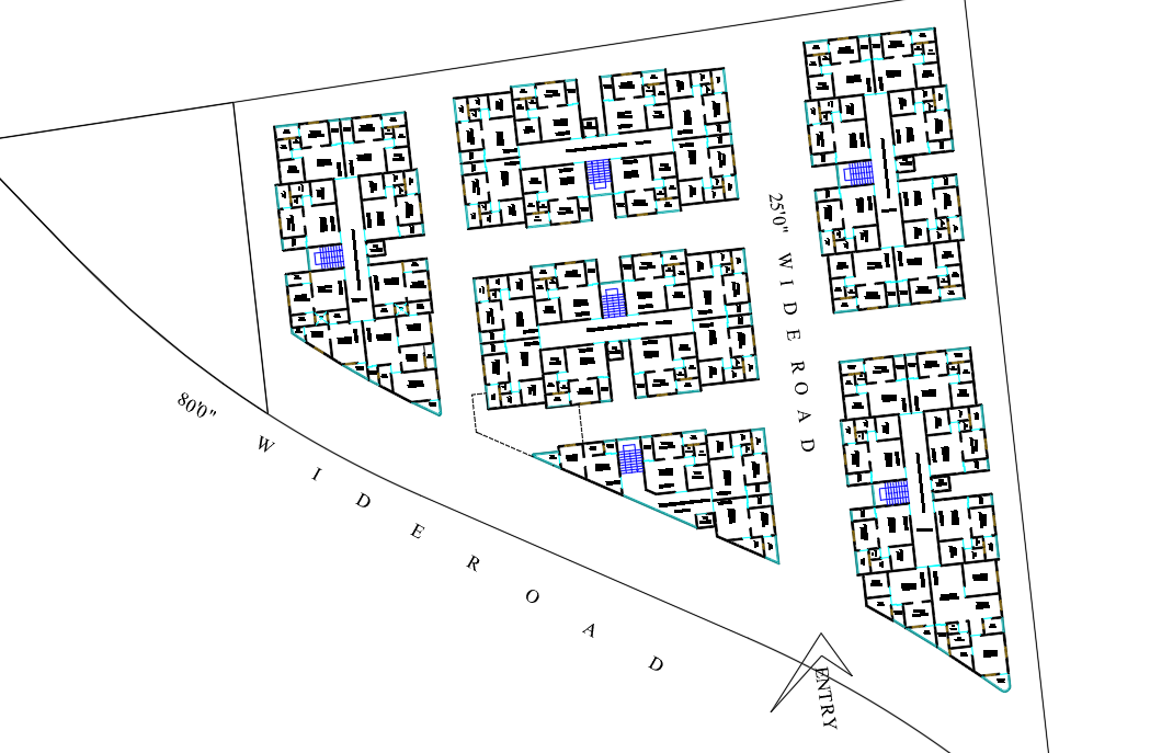 Apartment Blocks Layout plan AutoCAD Drawing DWG File