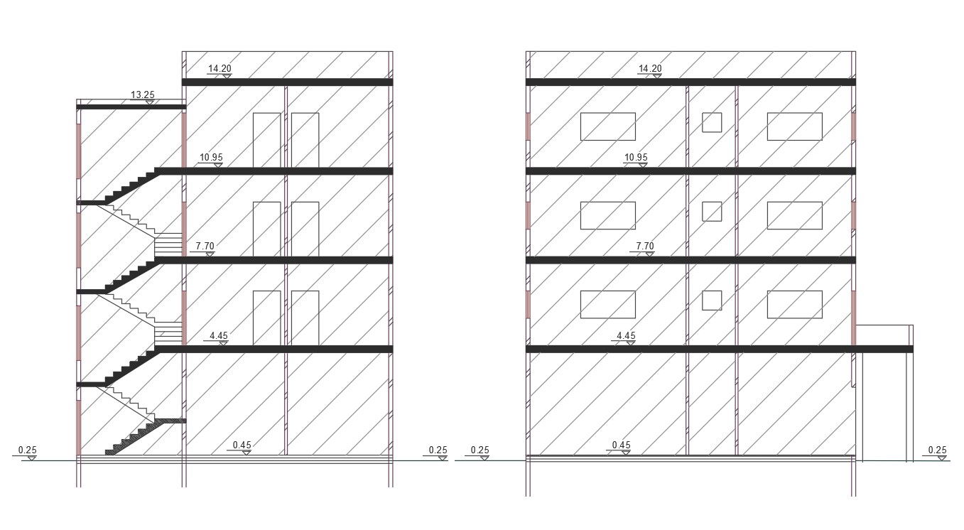 Apartment Building CAD Section Drawing DWG File