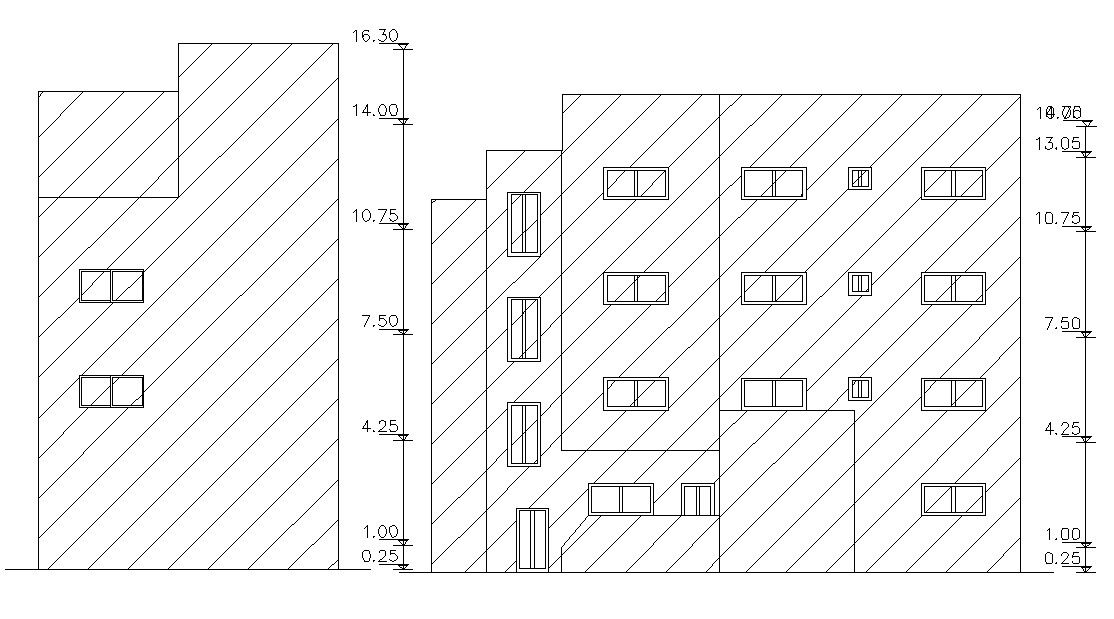 Apartment Building Elevation Design Autocad File Free Download