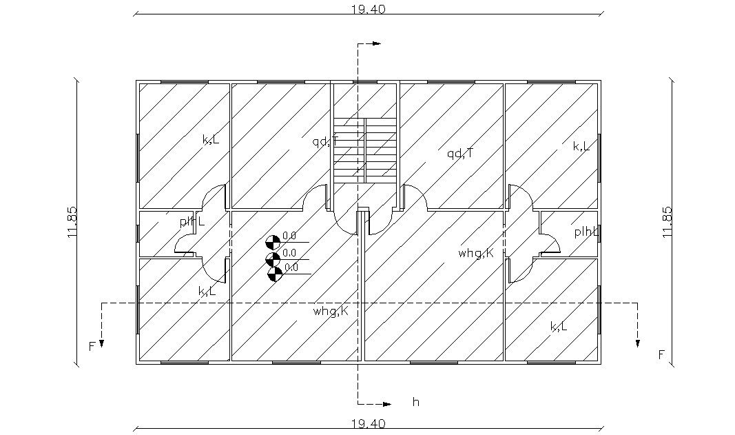 Apartment Building Floor Plan With Dimension Details CAD File