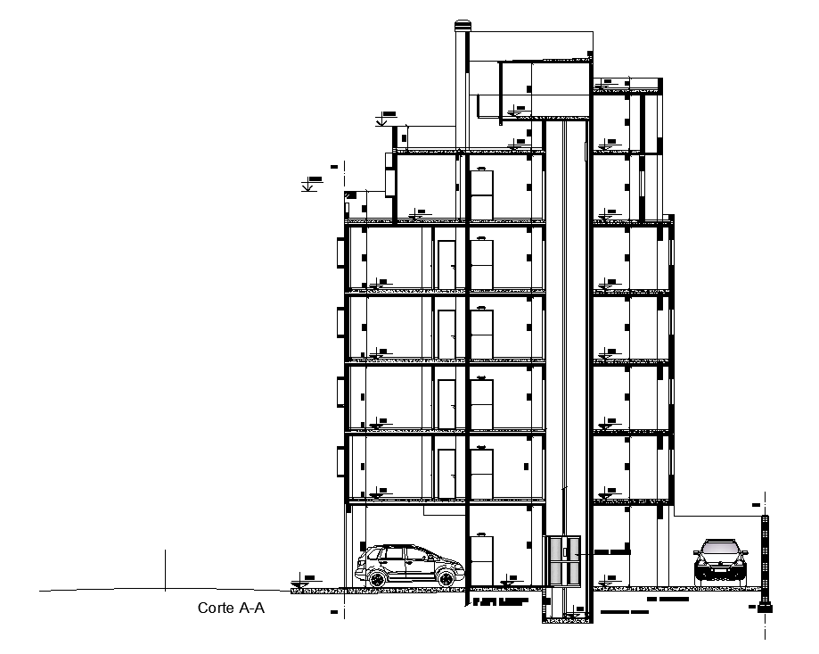 Apartment Building Section CAD Drawing Download DWG File