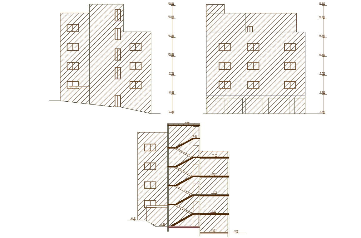 Apartment Building Sectional Elevation Design CAD File