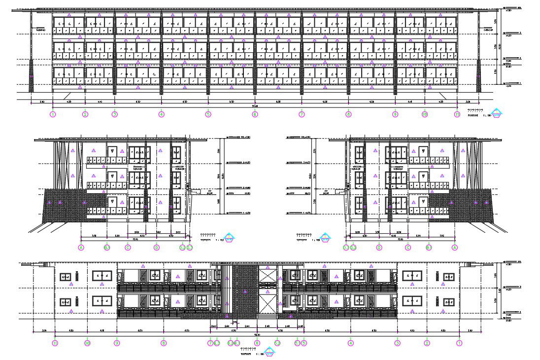 Apartment Building With sectional Elevation Drawing DWG File