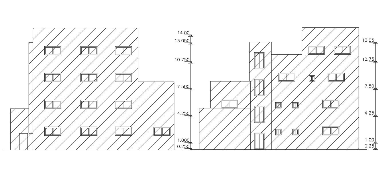 Apartment-Flat Building Elevation Design DWG File