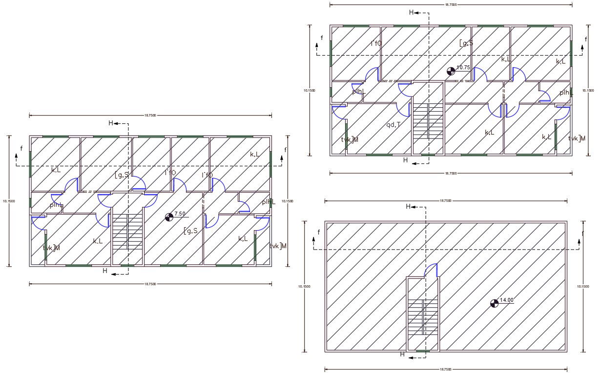 Apartment Floor Plan DWG File (Plot Size 213 Square Yards)
