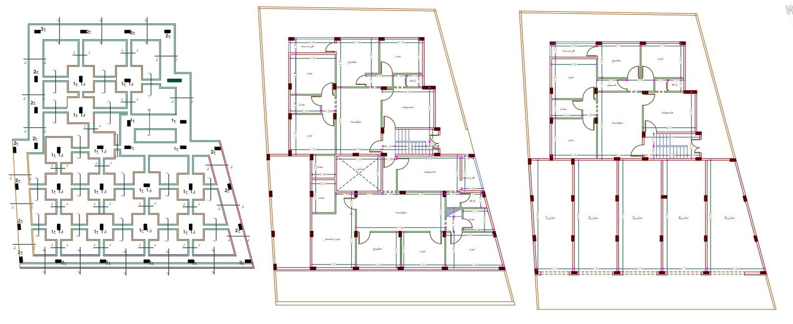 Apartment Foundation And Column Layout Plan Design DWG File