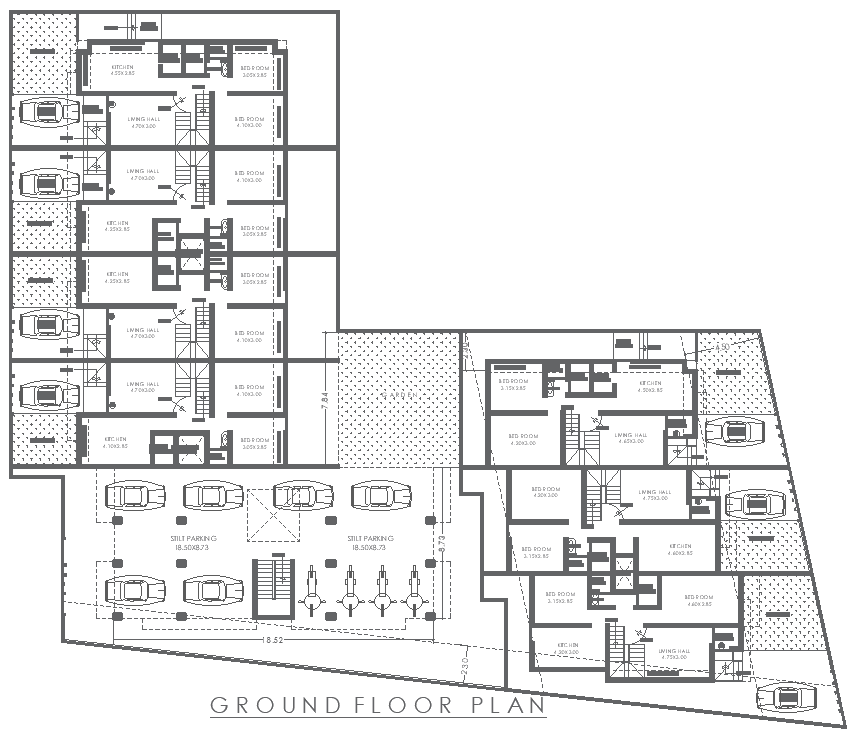 Apartment Ground Floor House Plan Design AutoCAD DWG Download