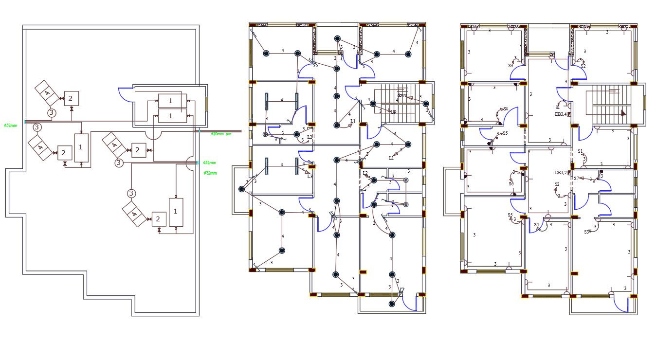 Apartment House Electrical Layout Plan AutoCAD File