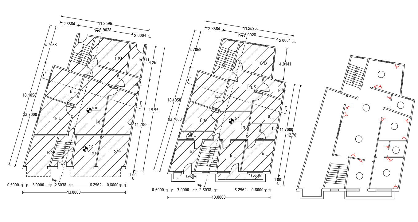 Apartment House Plan With Different Floor Design DWG