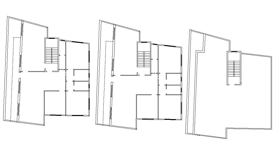 Apartment layout design DWG with 2D plan and staircase unit details