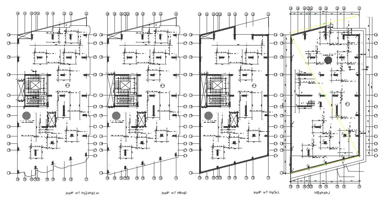 Apartment Layout With Center Line Plan Drawing DWG File