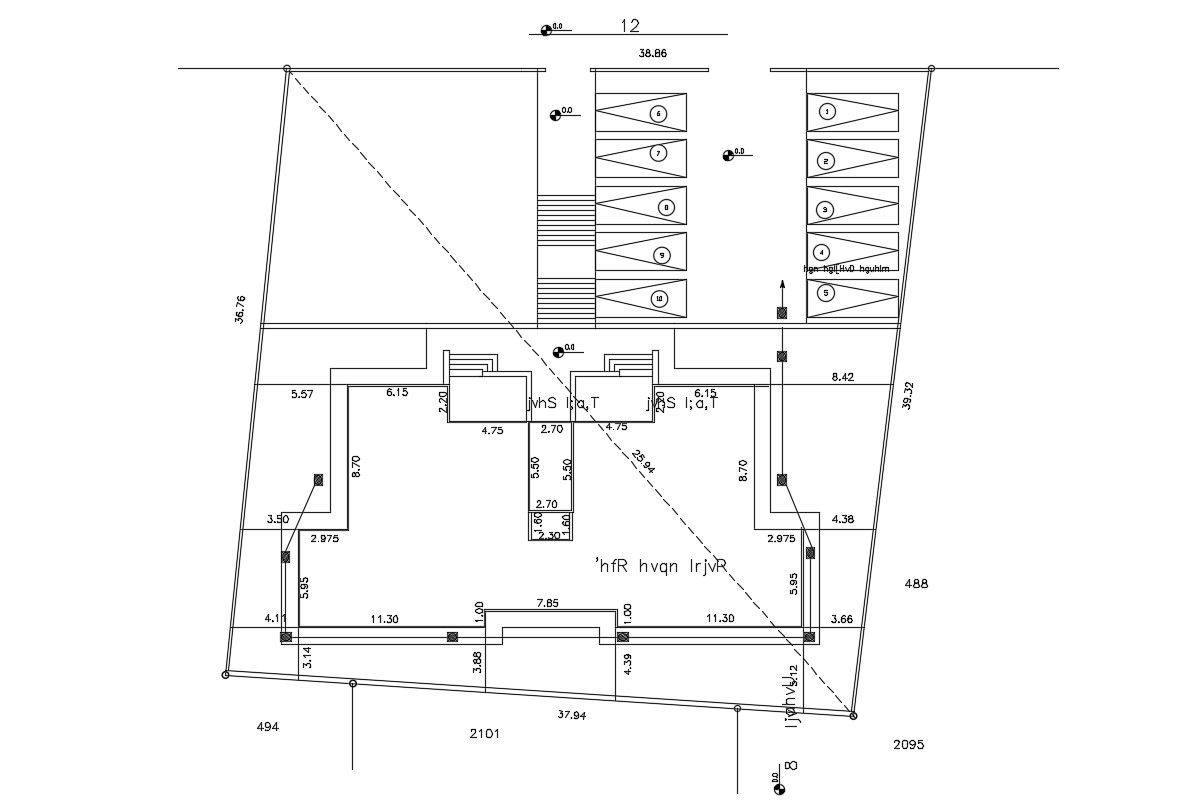 Apartment Plan With Parking Lot CAD Drawing