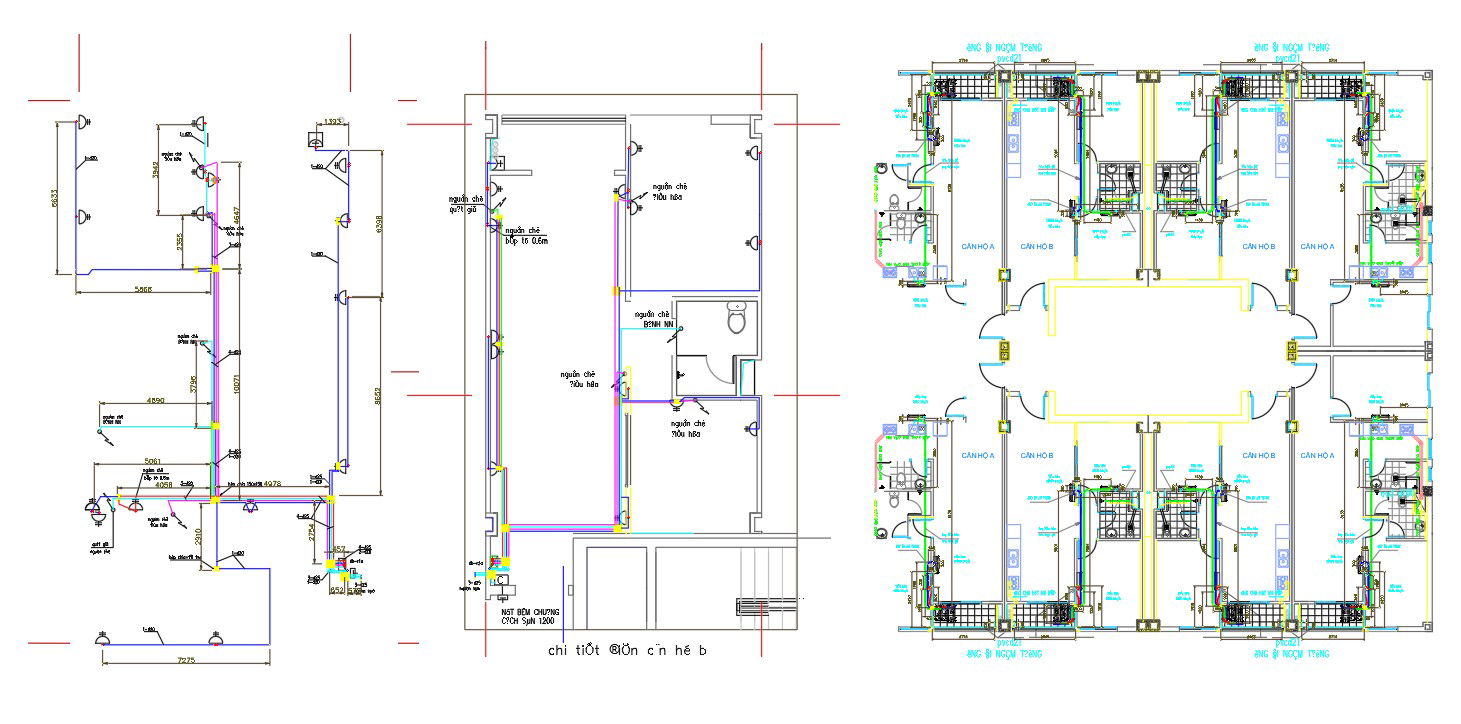 Apartment Plumbing And Sanitary Ware Fixing Layout Plan DWG File