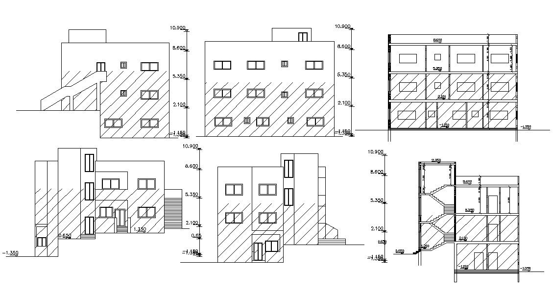 Apartment Sectional and Elevation Design CAD File