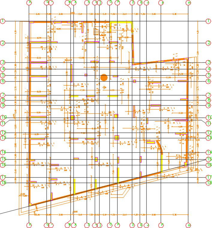 Apartment building foundation marking
