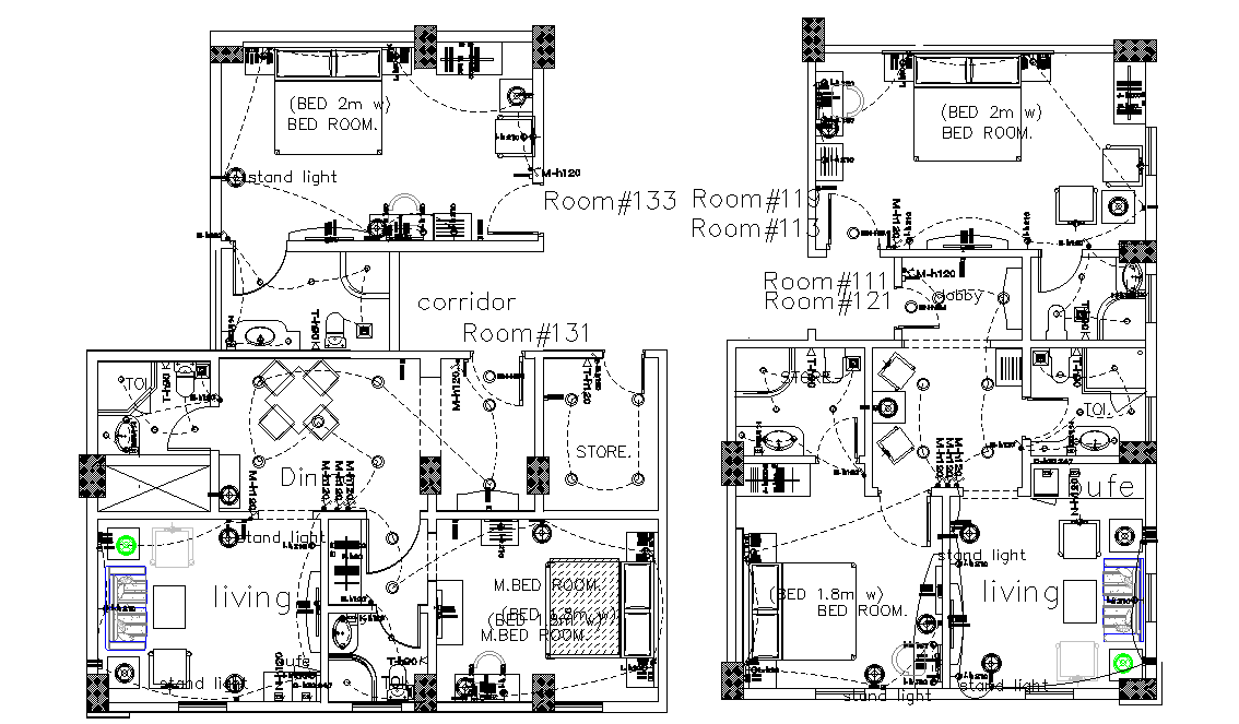 Apartment floor finish plan presented in this AutoCAD drawing file.