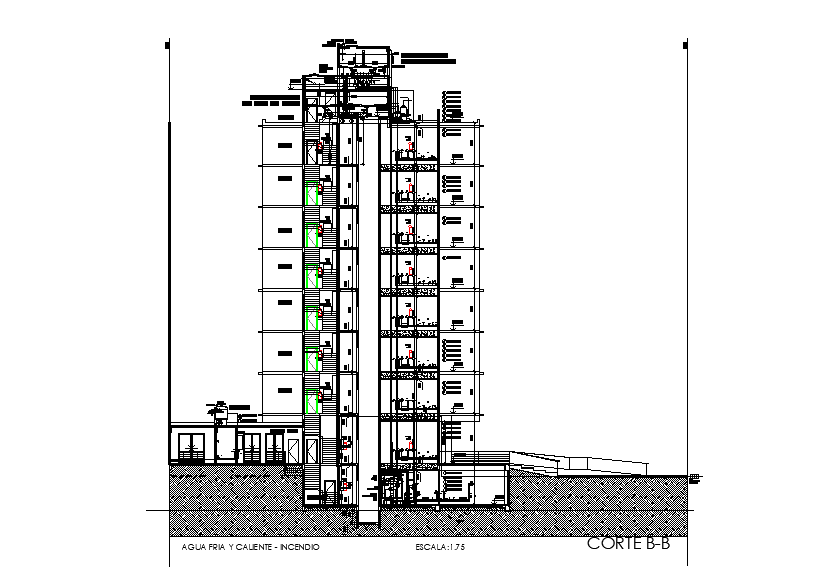 Apartment section drawing defined in this AutoCAD file. Download 2d autocad drawing file.
