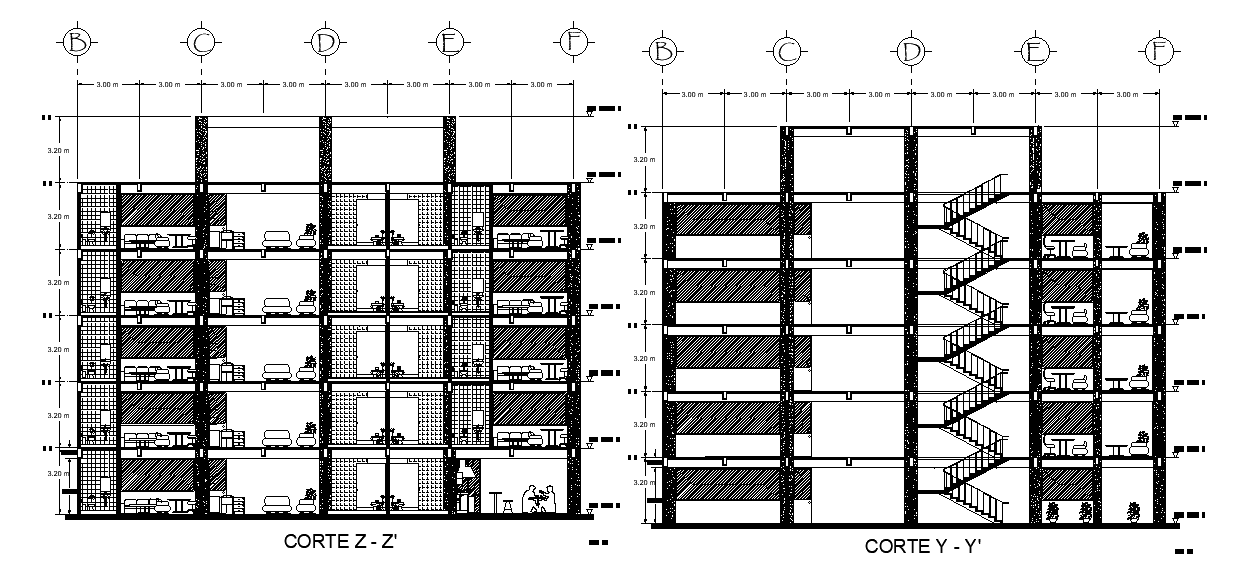 Apartment section drawing presented in this AutoCAD file. Download 2d autocad drawing file.