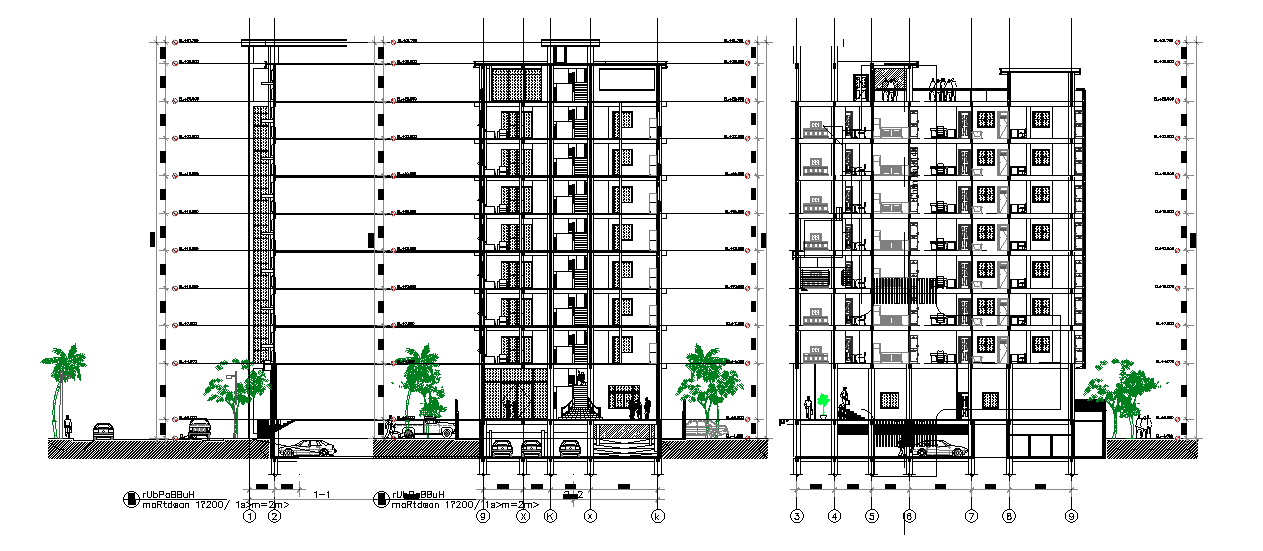 Apartment section drawing separated in this CAD file.  Download 2d autocad drawing file.